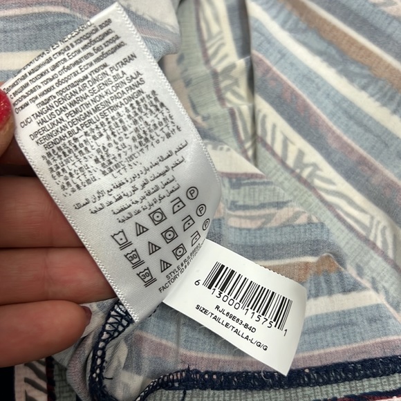 BCBGeneration Striped Midi Dress Draped Pockets Sleeveless V-neck Pull-on Sz. L - Picture 11 of 15